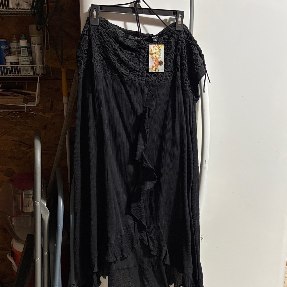 Black Lace  Dress with neck tie back ribbon NWT